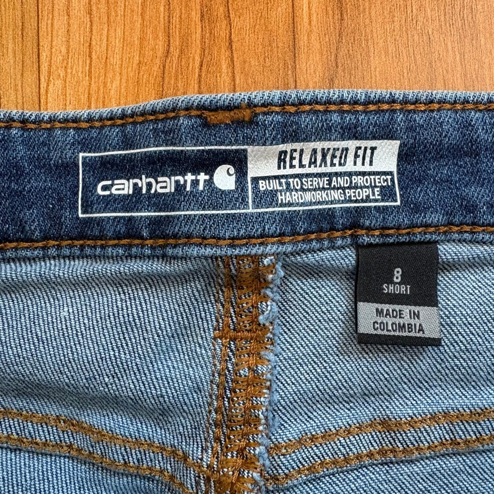 Carhartt Relaxed Fit Double Front Utility Jeans Denim 105110-H97 Womens 8 Short - Picture 4 of 10